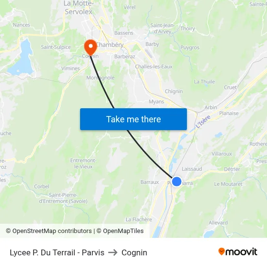 Lycee P. Du Terrail - Parvis to Cognin map