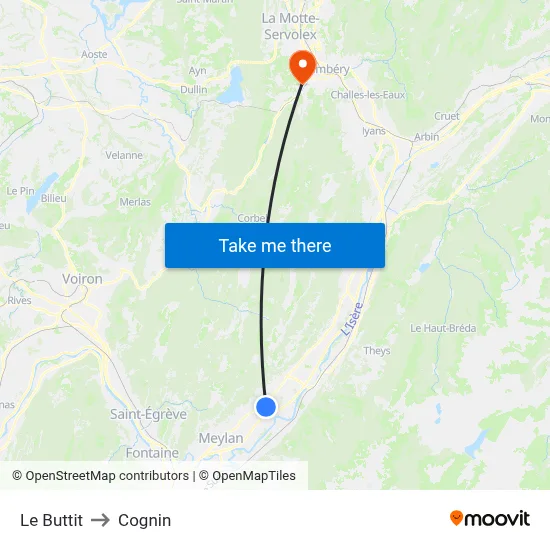Le Buttit to Cognin map