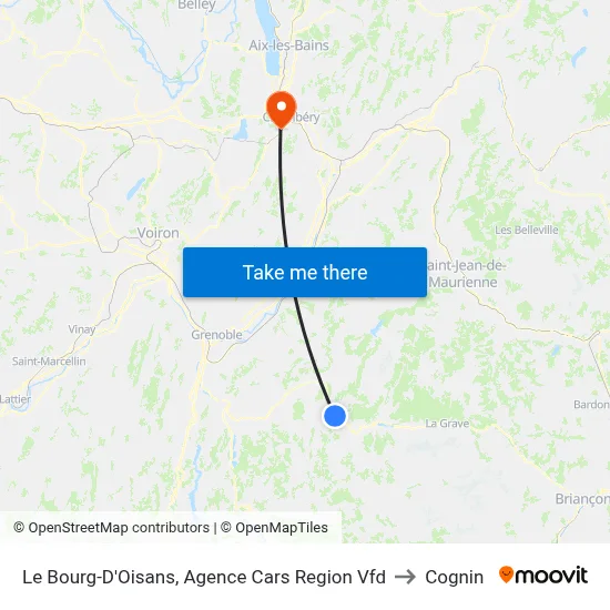 Le Bourg-D'Oisans, Agence Cars Region Vfd to Cognin map