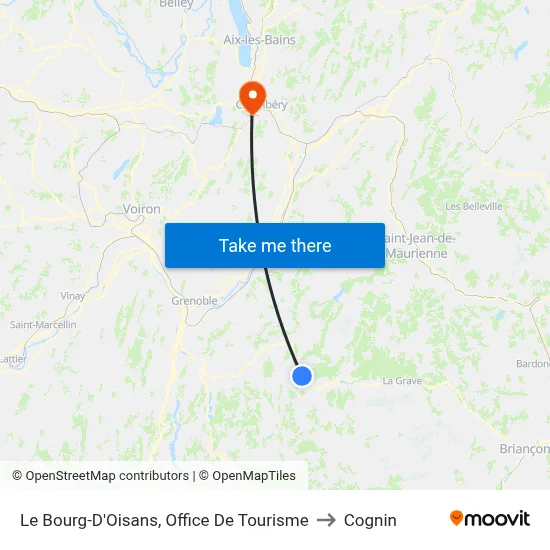 Le Bourg-D'Oisans, Office De Tourisme to Cognin map