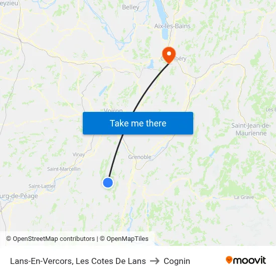 Lans-En-Vercors, Les Cotes De Lans to Cognin map