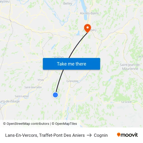 Lans-En-Vercors, Traffet-Pont Des Aniers to Cognin map
