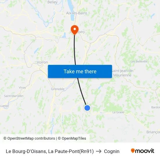 Le Bourg-D'Oisans, La Paute-Pont(Rn91) to Cognin map