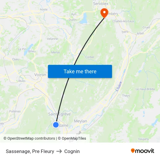 Sassenage, Pre Fleury to Cognin map