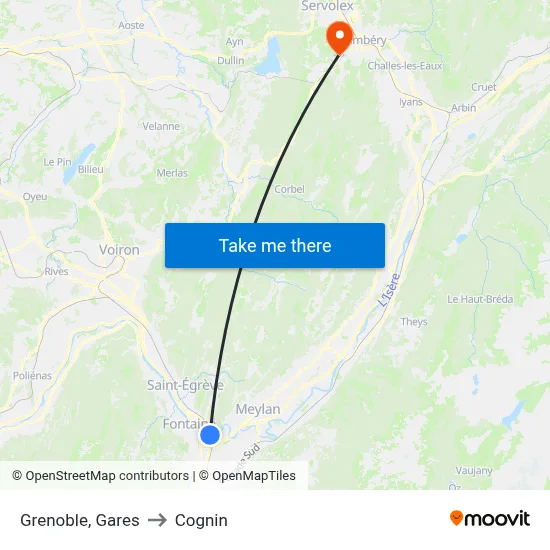 Grenoble, Gares to Cognin map
