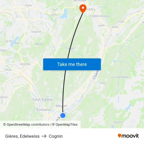 Gières, Edelweiss to Cognin map