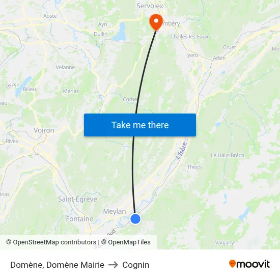 Domène, Domène Mairie to Cognin map