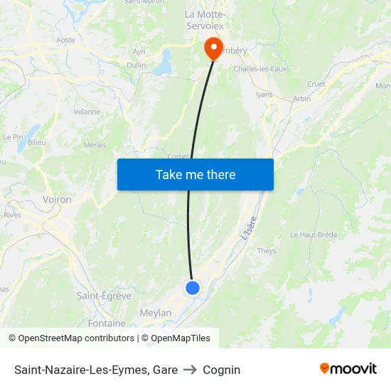 Saint-Nazaire-Les-Eymes, Gare to Cognin map