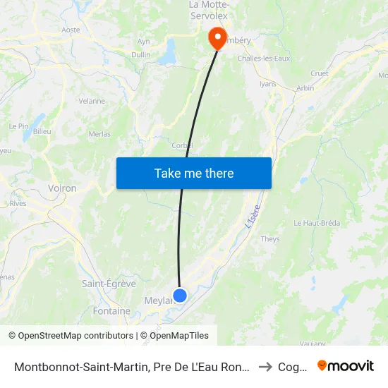 Montbonnot-Saint-Martin, Pre De L'Eau Rond Point to Cognin map