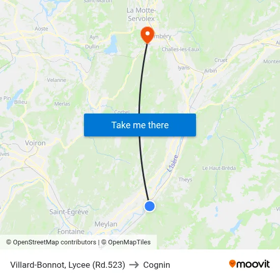Villard-Bonnot, Lycee (Rd.523) to Cognin map