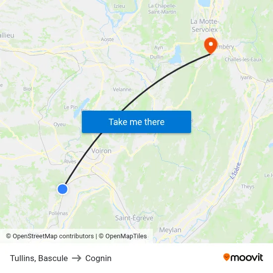 Tullins, Bascule to Cognin map