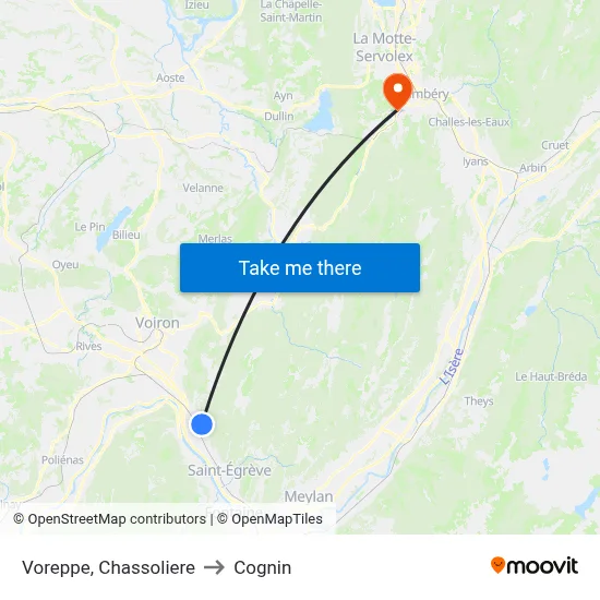 Voreppe, Chassoliere to Cognin map