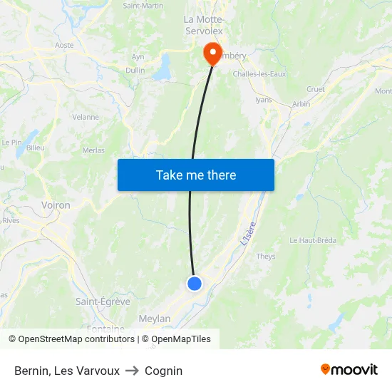 Bernin, Les Varvoux to Cognin map