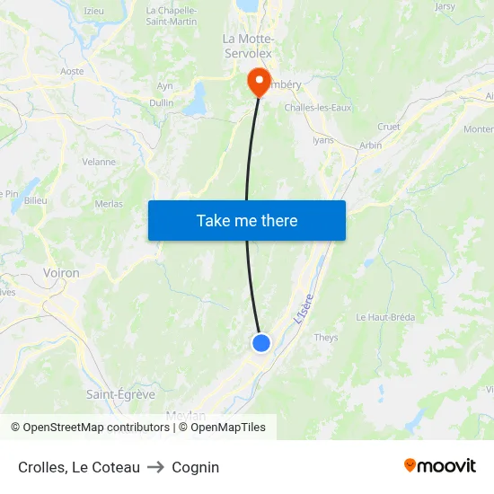Crolles, Le Coteau to Cognin map