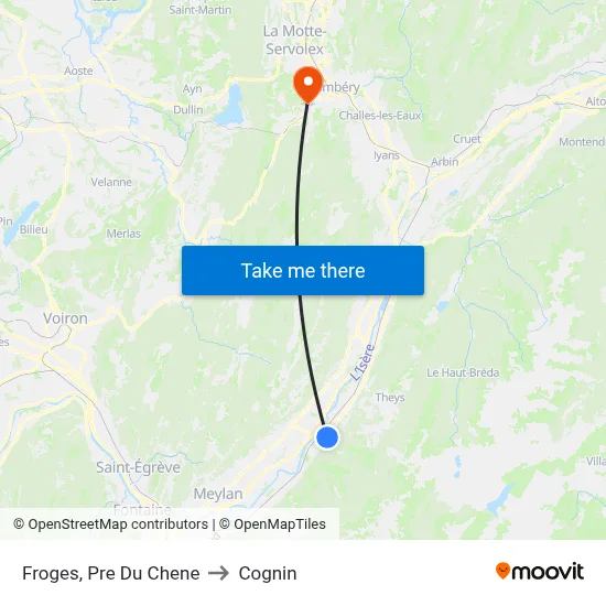 Froges, Pre Du Chene to Cognin map