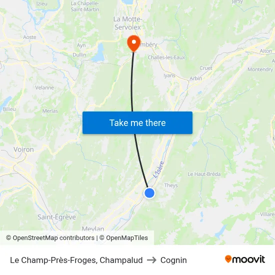 Le Champ-Près-Froges, Champalud to Cognin map