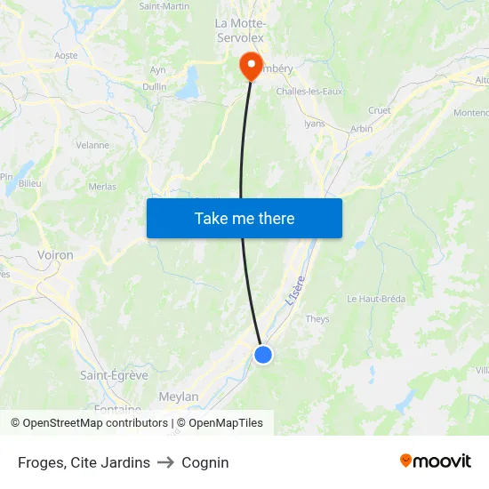 Froges, Cite Jardins to Cognin map