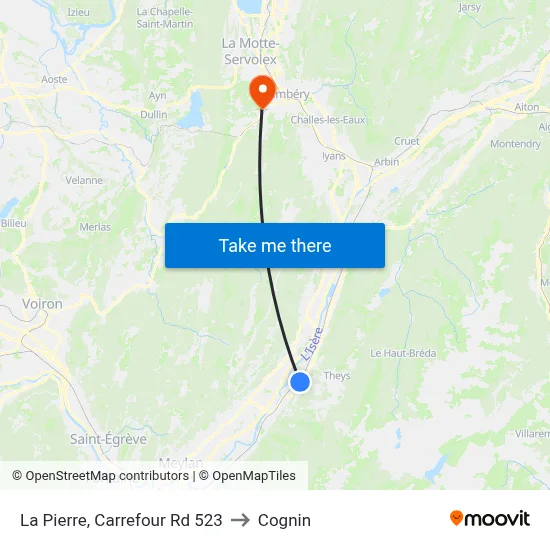 La Pierre, Carrefour Rd 523 to Cognin map