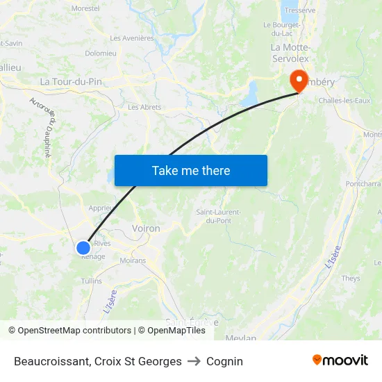 Beaucroissant, Croix St Georges to Cognin map