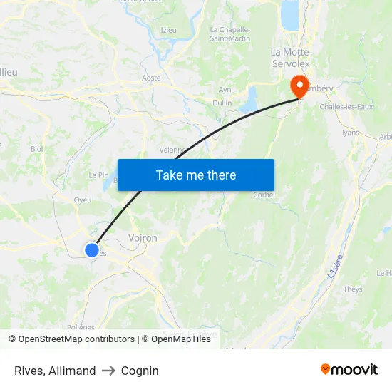 Rives, Allimand to Cognin map