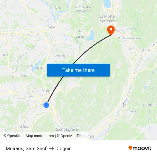 Moirans, Gare Sncf to Cognin map