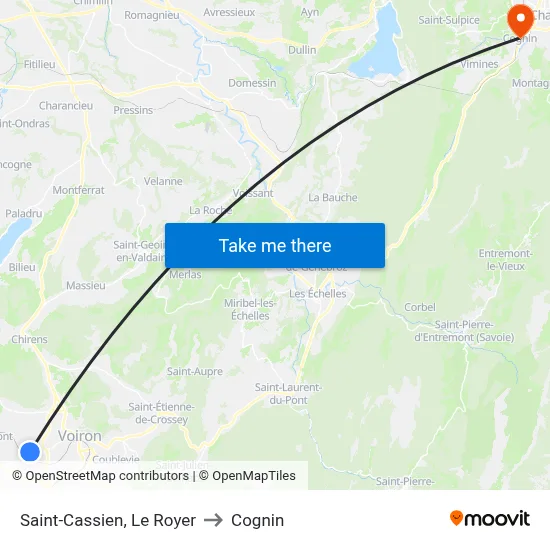 Saint-Cassien, Le Royer to Cognin map