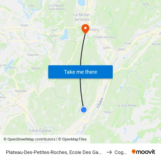 Plateau-Des-Petites-Roches, Ecole Des Gaudes to Cognin map