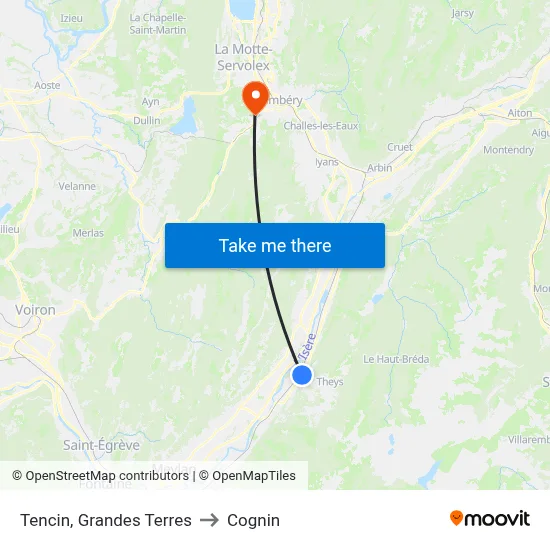 Tencin, Grandes Terres to Cognin map