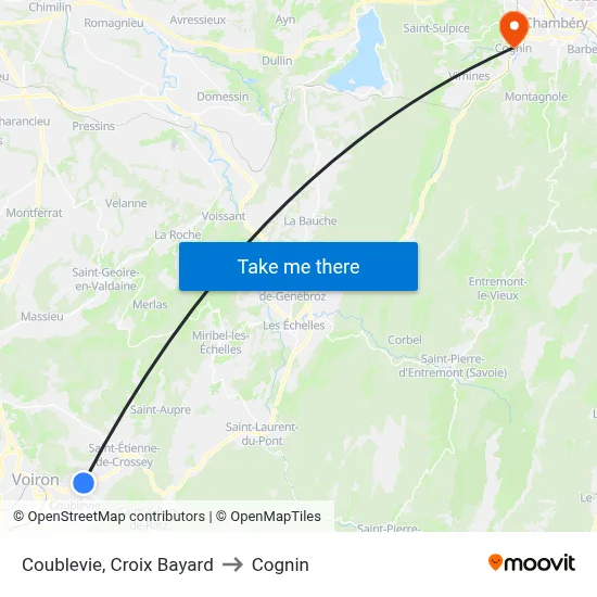 Coublevie, Croix Bayard to Cognin map