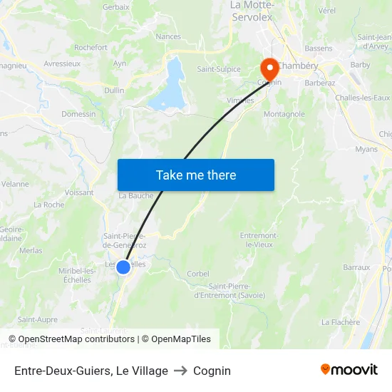 Entre-Deux-Guiers, Le Village to Cognin map
