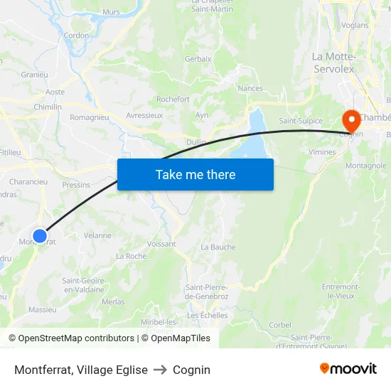 Montferrat, Village Eglise to Cognin map