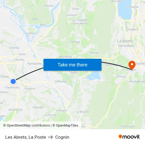 Les Abrets, La Poste to Cognin map