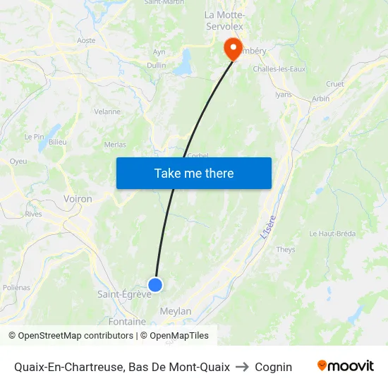 Quaix-En-Chartreuse, Bas De Mont-Quaix to Cognin map