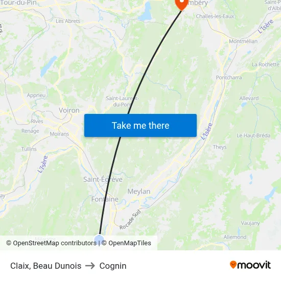 Claix, Beau Dunois to Cognin map