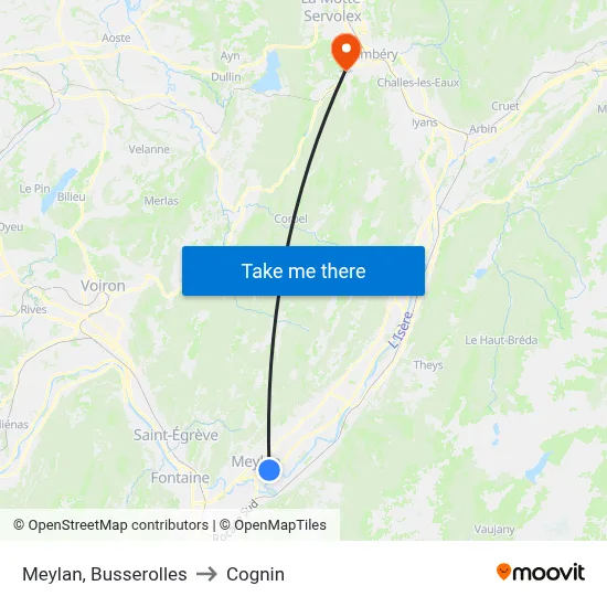 Meylan, Busserolles to Cognin map