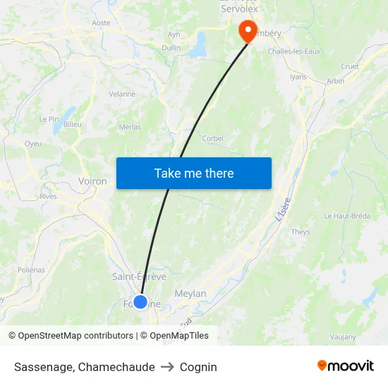 Sassenage, Chamechaude to Cognin map