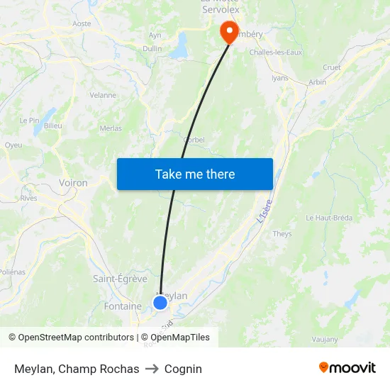 Meylan, Champ Rochas to Cognin map