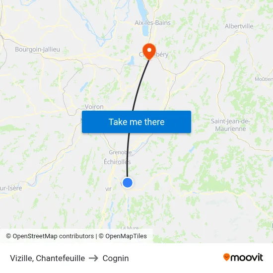 Vizille, Chantefeuille to Cognin map