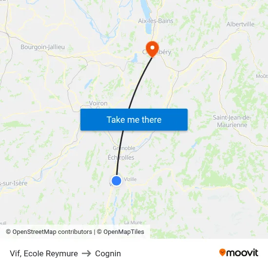 Vif, Ecole Reymure to Cognin map