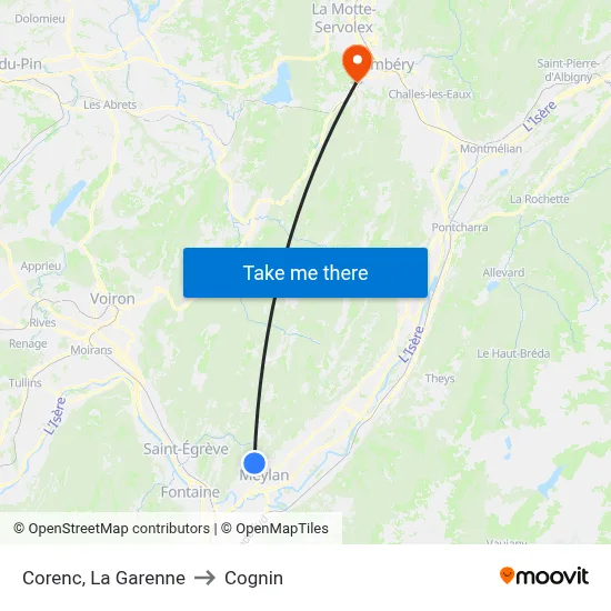 Corenc, La Garenne to Cognin map