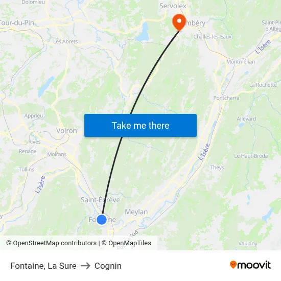 Fontaine, La Sure to Cognin map