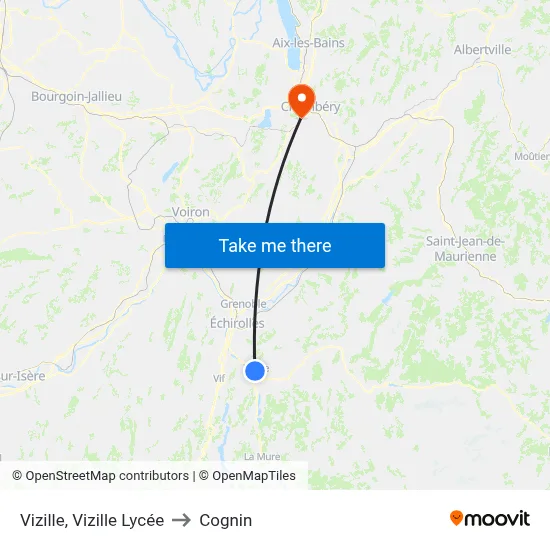 Vizille, Vizille Lycée to Cognin map