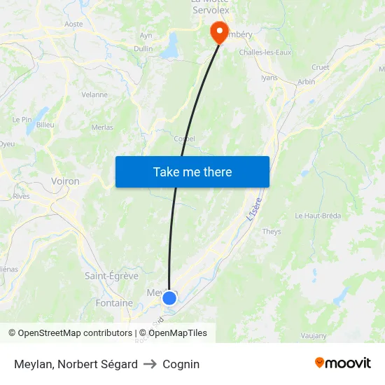 Meylan, Norbert Ségard to Cognin map