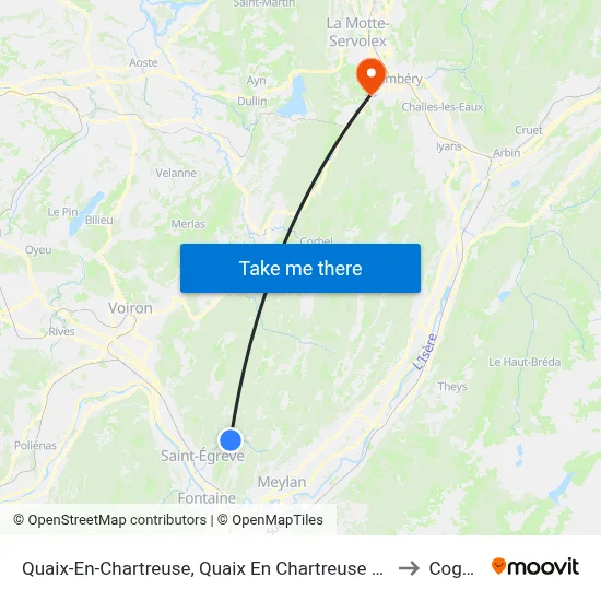 Quaix-En-Chartreuse, Quaix En Chartreuse Place to Cognin map