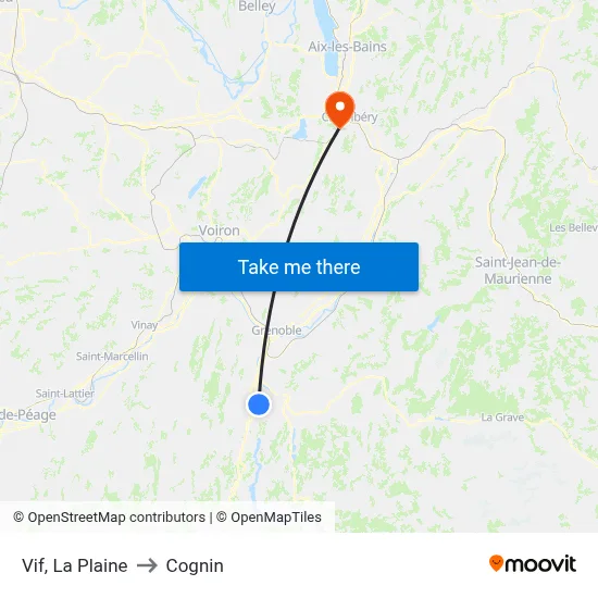Vif, La Plaine to Cognin map