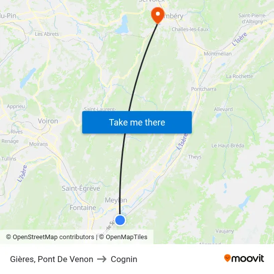 Gières, Pont De Venon to Cognin map