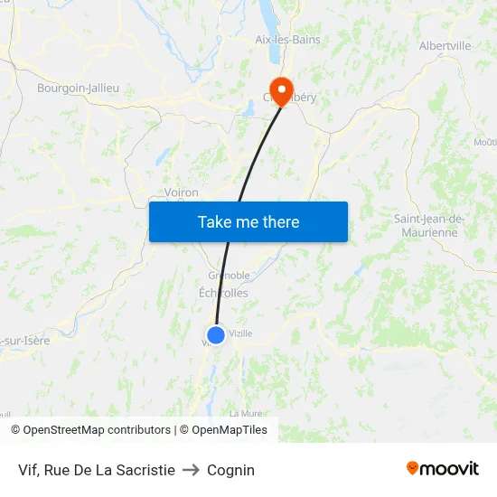 Vif, Rue De La Sacristie to Cognin map