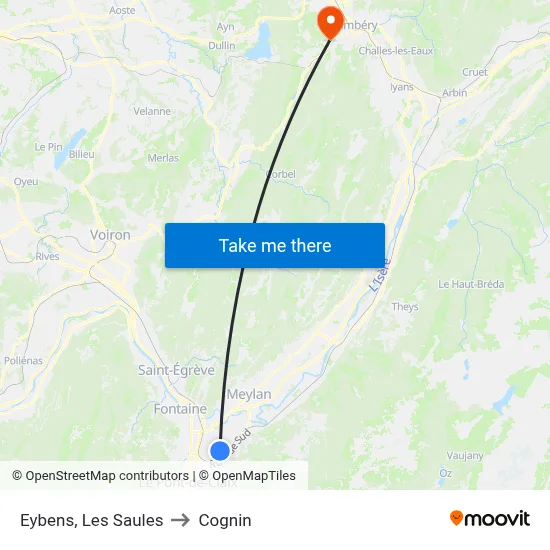 Eybens, Les Saules to Cognin map