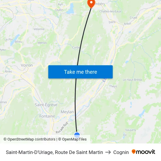 Saint-Martin-D'Uriage, Route De Saint Martin to Cognin map