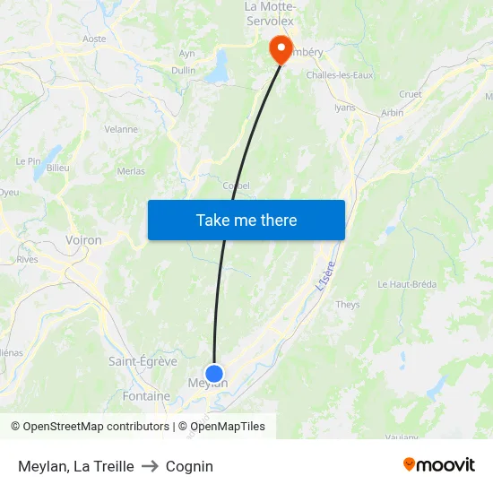 Meylan, La Treille to Cognin map